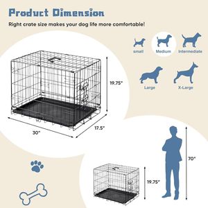 Gabbia per Cani di Taglia Media con Porta Singola da 0 Pollici e Vassoio in Plastica Impermeabile per Animali Domestici - Product Image 4
