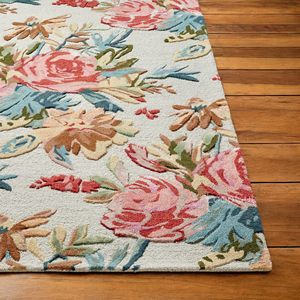 Tapis en laine fait main au design artistique moderne, motif floral abstrait, forme rectangulaire, multicolore, taille personnalisée, tapis tufté de forme libre pour la maison - Product Image 2