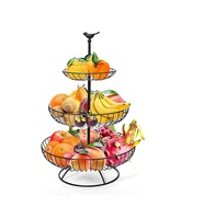 Corbeille à fruits décorative en métal noir pour centre de table et solution de rangement moderne pour cuisine