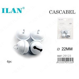 ILAN Cascabel 22mm Campanella Laccata Bianca 4pz Perline per Abbigliamento - Product Image 1