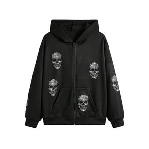 เสื้อฮู้ดดี้ผ้าฟลีซคอตตอน 100% คุณภาพสูง ระบายอากาศได้ดี ตกแต่งด้วยคริสตัล สำหรับฤดูหนาว แบบ unisex ราคาขายส่ง OEM - Product Image 1