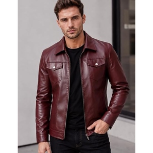 Veste en cuir de qualité supérieure pour homme, veste en simili/cuir de vache tendance, veste bomber de moto pour l'hiver pour homme - Product Image 4