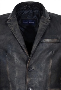 <b>SMART</b> RANGE Men's Black Leather Blazer Slim Fit Turn-down Collar Single Breasted Genuine Leather <b>Jacket</b> Autumn <b>Smart</b> Casual - Product Image 6