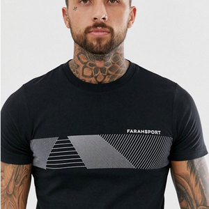 T-shirt à manches courtes pour homme, imprimé géométrique noir, coupe ajustée, séchage rapide, jersey sportif, col rond - Product Image 4