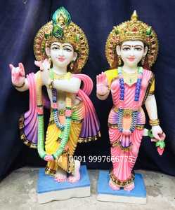 Marble Krishna Painted Exclusive Murti Indian Exporter Statue Worship Hindu Culture Handmade High Quality Marble - Product Image 5