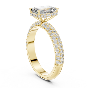 แหวนเพชรทรงเอเมอรัลด์คัท เพชรเลี้ยงในห้องปฏิบัติการ ทองคำแท้ 14K 18K ประดับเพชรแบบหลายแถว ล้อมเพชรแบบซ่อน 2.80 กะรัต DEF VVS รับรองโดย IGI แหวนแต่งงาน ODM - Product Image 4