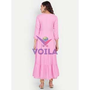 AARTI FASHION Salwar Suit tissé décontracté à silhouette ample, col bijou, respirant, taille élastique, simple, pour usage quotidien, longueur au sol - Product Image 2