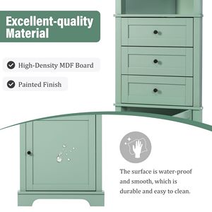 Adjustable <b>Shelves</b> Green Triangle Tall Cabinet with 3 Drawers MDF Board Painted <b>for</b> Bathroom <b>Kitchen</b> Living Room - Product Image 4