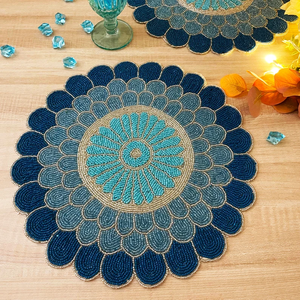 Handmade Embroidery Glass Seed Beaded <b>Placemat</b> <b>For</b> Parties Wedding Decorative Centrepiece Home Dining Coffee Elegant <b>Table</b> Mat - Product Image 5