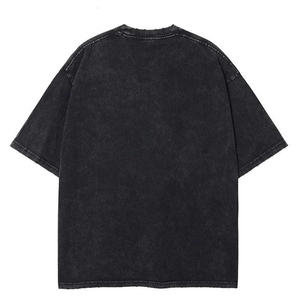 เสื้อยืดโอเวอร์ไซส์สีดำสไตล์โกธิคสำหรับผู้ชาย พิมพ์ลายปีศาจด้านหน้า แขนสั้น คอกลม ผ้าคอตตอนเจอร์ซีย์ - Product Image 2