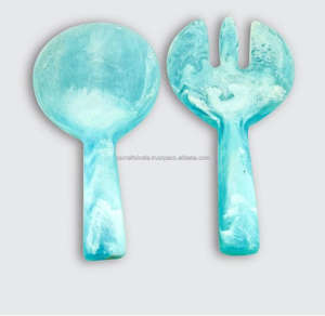 Ensemble de service à salade en résine fait à la main fourchette cuillère Premium Durable lave-vaisselle ustensiles de cuisine pour la cuisine à manger tous les jours service à domicile - Product Image 4