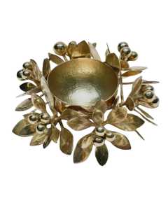 Bol en métal artisanal orné, écologique et durable, avec finition polie et motif floral, idéal pour les mariages et la décoration intérieure - Product Image 1