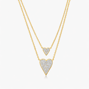 Collar de Doble Corazón con Diamante Cultivado en Laboratorio de 0.24CT, Certificado por IGI, Chapado en Oro de 10KT y Rodio, Colgante Romántico para Boda - Product Image 4