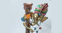 Sculpture artisanale en métal Ganesh Ji Sitar de haute qualité - Design traditionnel, multi-pièces, respectueux de l'environnement, décoration d'intérieur