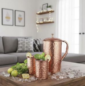 Ensemble de bien-être à domicile en cuivre de qualité supérieure avec verre, export en vrac, fabricant Inde - Product Image 1