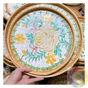 Rustic Handmade Rattan Woven Tray Natural Fiber Serving Basket Home Decor Organizer Tabletop <b>Storage</b> Wholesale Supply Vietnam - Product Image 5