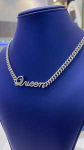 Collier en diamant VVS plaqué rhodium, diamants moissanite taille brillant ronde, collier de luxe pour femmes - Product Image 3