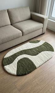 Tapis moderne en laine tuftée à la main, antidérapant, abstrait, ondulé, à poils longs, doux et moelleux, géométrique, pour salon, chambre, chambre d'enfant, décoration intérieure - Product Image 2