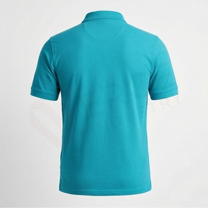 Polo piqué pour homme, manches courtes, couleur turquoise, avec poche, décontracté, respirant, coupe classique, design tricoté uni - Product Image 2