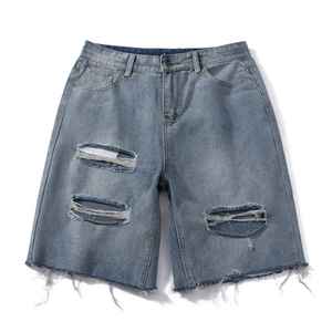 กางเกงยีนส์ขาสั้นผู้ชายคุณภาพสูง ขายส่ง แบบสั่งทำ ผ้าเดนิมเนื้อเดียว ผ้าฝ้ายแท้ สไตล์คลาสสิก สวมใส่สบาย แห้งเร็ว ระบายอากาศได้ดี เอวยางยืด - Product Image 3