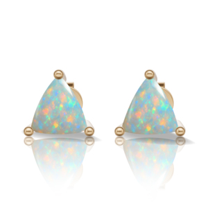 Pendientes de Plata de Ley Bañados en Oro Rosa con Piedra Lunar de Corte Trillón, Joyería Clásica para Mujer, Heerani Jewels, Water Triangle Sha - Product Image 4