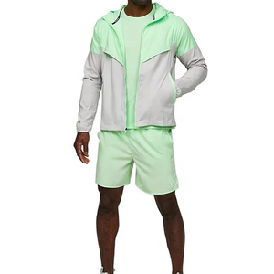 Conjunto de 2 Piezas de Ropa de Invierno con Capucha y Protección Contra el Viento, Diseño de Primera Calidad, Fabricación de Ropa, 100% Algodón, Color Sólido, Conjuntos Cortos para Hombre - Product Image 1