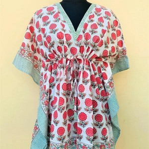 Bata Larga Holgada de Algodón 100% para Mujer, Estampado Bohemio Hindú a Rayas Amarillas, Ecológica, de Secado Rápido, Ideal para Otoño - Product Image 6