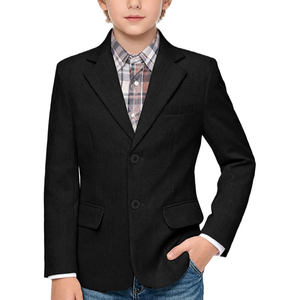 Veste décontractée d'été pour garçons, coupe ajustée, uniforme scolaire, blazer noir à revers cranté pour enfants - Product Image 1
