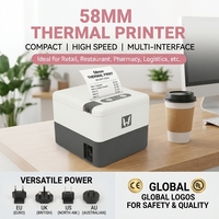 Imprimante d'étiquettes thermiques Weihuang P20 58 mm grise, Bluetooth, USB, imprimante de reçus POS, imprimante d'étiquettes de codes-barres pour Android, iOS, Windows PC