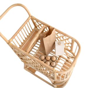 รถเข็นเด็กทำมือจากหวายธรรมชาติพรีเมียม พร้อมล้อ สำหรับเด็กเล่นบทบาทสมมติ - Product Image 2