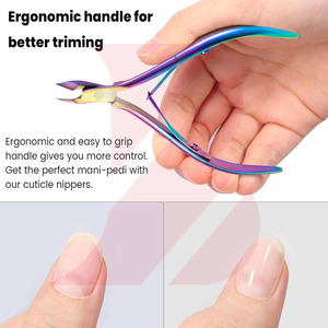 Cortacutículas Profesional de Acero Inoxidable con Recubrimiento de Titanio Multicolor Arcoíris, Servicio OEM, Tijeras para el Cuidado de las Uñas - Product Image 5