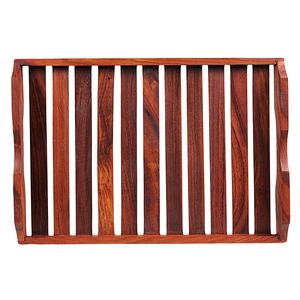 Bandeja de servicio de madera redonda clásica ecológica con mango de latón Producto de alta comercialización para restaurante de hotel en casa - Product Image 2