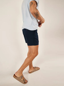 Shorts Bermuda en Coton Bleu Marine pour Homme, Couleur Unie, Style Décontracté, Taille Moyenne, Fermeture à Boutons avec Poches - Product Image 3
