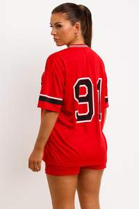 Ensemble T-shirt et short en jersey surdimensionné personnalisé avec impression par sublimation, respirant, style sport et streetwear, faible MOQ, fournisseur OEM ODM - Product Image 2