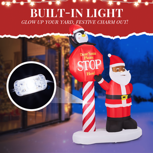 Decorazione natalizia gonfiabile illuminata da 2,5 m, divertente cartello stradale con Babbo Natale nero, decorazioni da esterno per giardino, costruite per durare - Product Image 2
