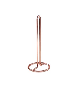 Support de papier essuie-tout moderne en or rose, distributeur de rouleaux de papier en métal, organisateur de comptoir. - Product Image 1