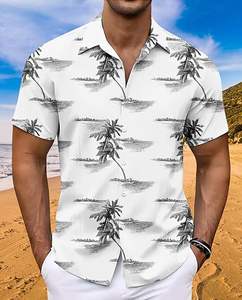 Chemises pour hommes décontractées à manches courtes boutonnées, idéales pour la plage, l'été, les vacances, les mariages - Product Image 4