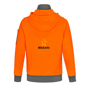 MBAANI Men's <b>Orange</b> Quarter Zip Hoodie <b>Fleece</b> Sweatshirt Casual Streetwear Contrast Panel Design Regular Fit Autumn Wear - Product Image 2