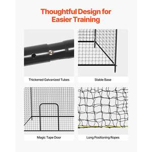 กรงซ้อมตีเบสบอลแบบพกพาขนาด 35.0 x 10.5 x 10.2 ฟุต พร้อมเชือก HDPE แบบถัก 45 ชั้น สำหรับฝึกซ้อมในร่ม - Product Image 5