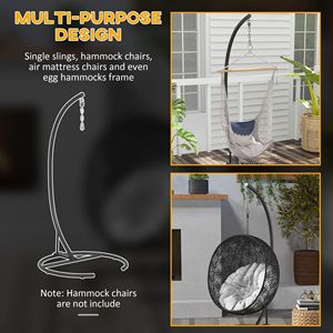 Modern Design Hanging <b>Hammock</b> Chair Stand 40.2 X 76.8 Black Steel/Metal Sturdy Outdoor Relaxation for Camping - Product Image 6