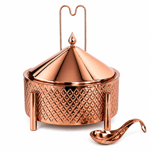 Luxury Gold Stainless Steel <b>Soup</b> Tureen Chafing Dish Lid Spoon Serving <b>Pot</b> Buffet Food Warmer Hotel Restaurant Decor - Product Image 4