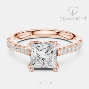 แหวนแต่งงานทองคำขาว 14K ประดับเพชรทรงปรินเซสคัท 2.00 กะรัต ได้รับการรับรองจาก IGI ของขวัญวันครบรอบแต่งงานและหมั้นหมาย เพชรเพาะเลี้ยงในห้องปฏิบัติการ - Product Image 3