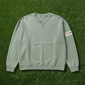 เสื้อสเวตเชิ้ตคอกลมสีเขียวเซจสำหรับผู้ชาย แขนยาว แต่งแถบผ้าแบบยูทิลิตี้ สไตล์ลำลอง สตรีทแวร์ - Product Image 6