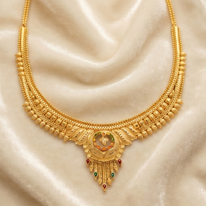 Divyoro Traditional Copper Alloy Yellow Gold <b>Statement</b> <b>Necklace</b> Enamel Tassel Pendant Adjustable Length Classic Ethnic Wedding - Product Image 2