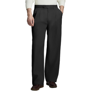 Pantalon de Costume Plissé Large en Polyester Taille Moyenne pour Homme, Style Old Money, Infroissable et Respirant, Idéal pour le Travail et le Bureau - Product Image 1