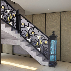 Rampe d'escalier moderne en fer forgé pour escaliers intérieurs avec un design décoratif élégant et une structure durable pour villas modernes - Product Image 2
