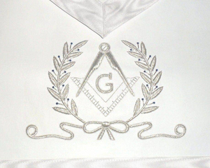 Master Mason Blue Lodge <b>Apron</b> - <b>White</b> Hand Embroidered premium regalia manufacturing standards. - Product Image 5