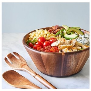 Bols de service à salade modernes et luxueux en bois de manguier et d'acacia, vaisselle de fête, prix de gros usine - Product Image 1