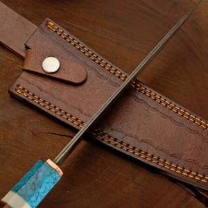Cuchillo Black Smith 1987 de Acero de Damasco y Cobre, Mango de Madera de Palisandro con Resina, 13 Pulgadas - Product Image 2