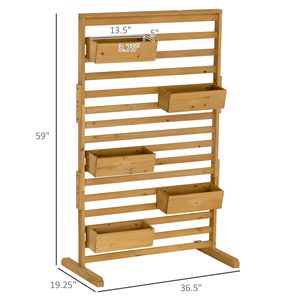 Supporto per Piante in Legno da Esterno con 5 Fioriere Sospese per Patio, Portico, Piante Rampicanti, Cesti Appesi e Accessori - Product Image 3